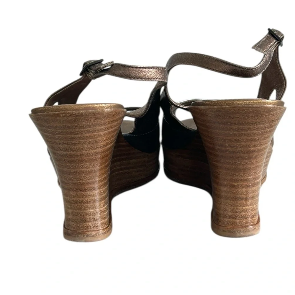 Via Spiga Brown‎ Wedge Sandals with Peep-Toe Design Sz 10
